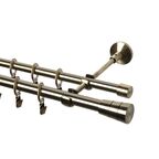 Karnisz SYCYLIA 240 cm podwójny antyczne złoto 20/16 mm metalowy