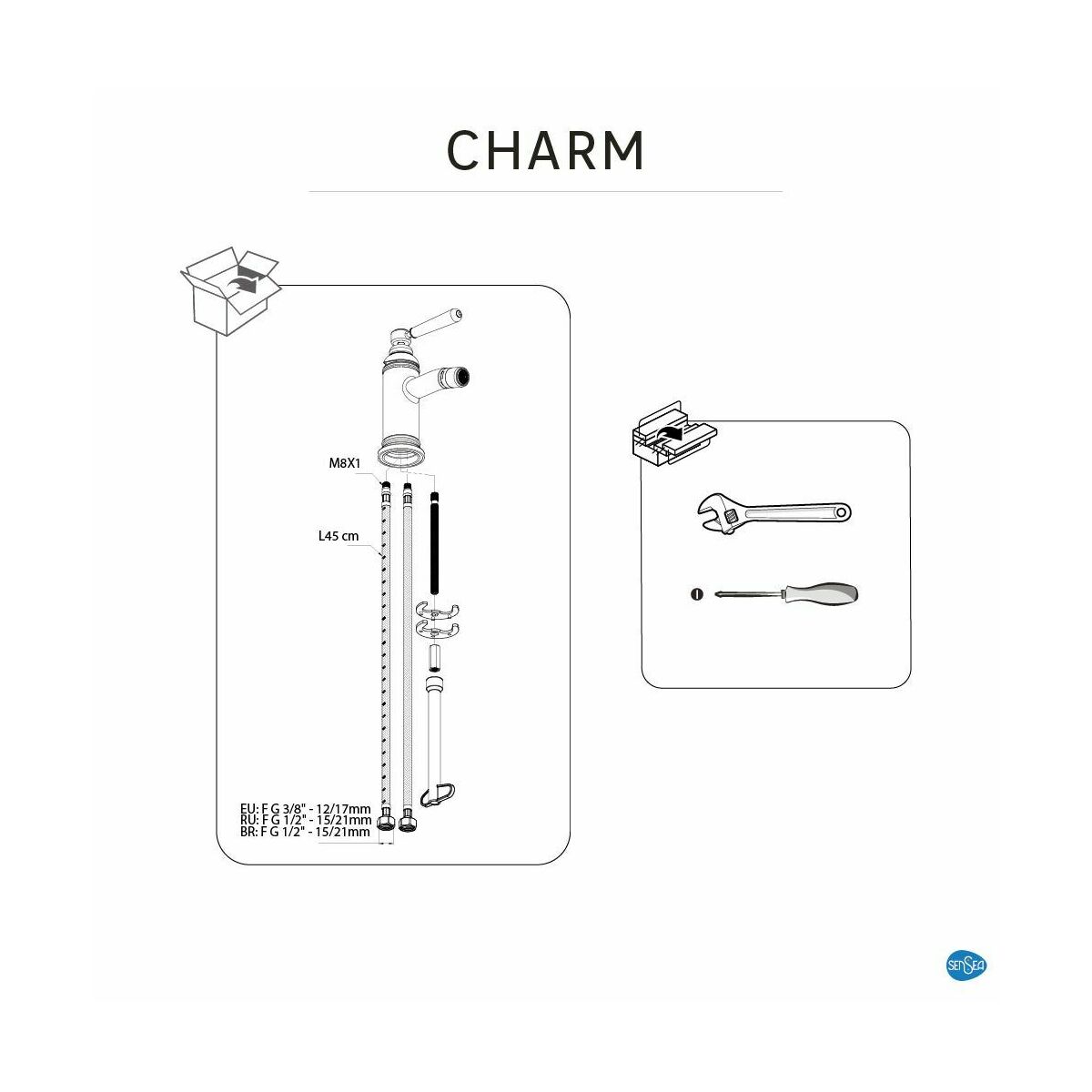 Bateria bidetowa chrom Charm Sensea