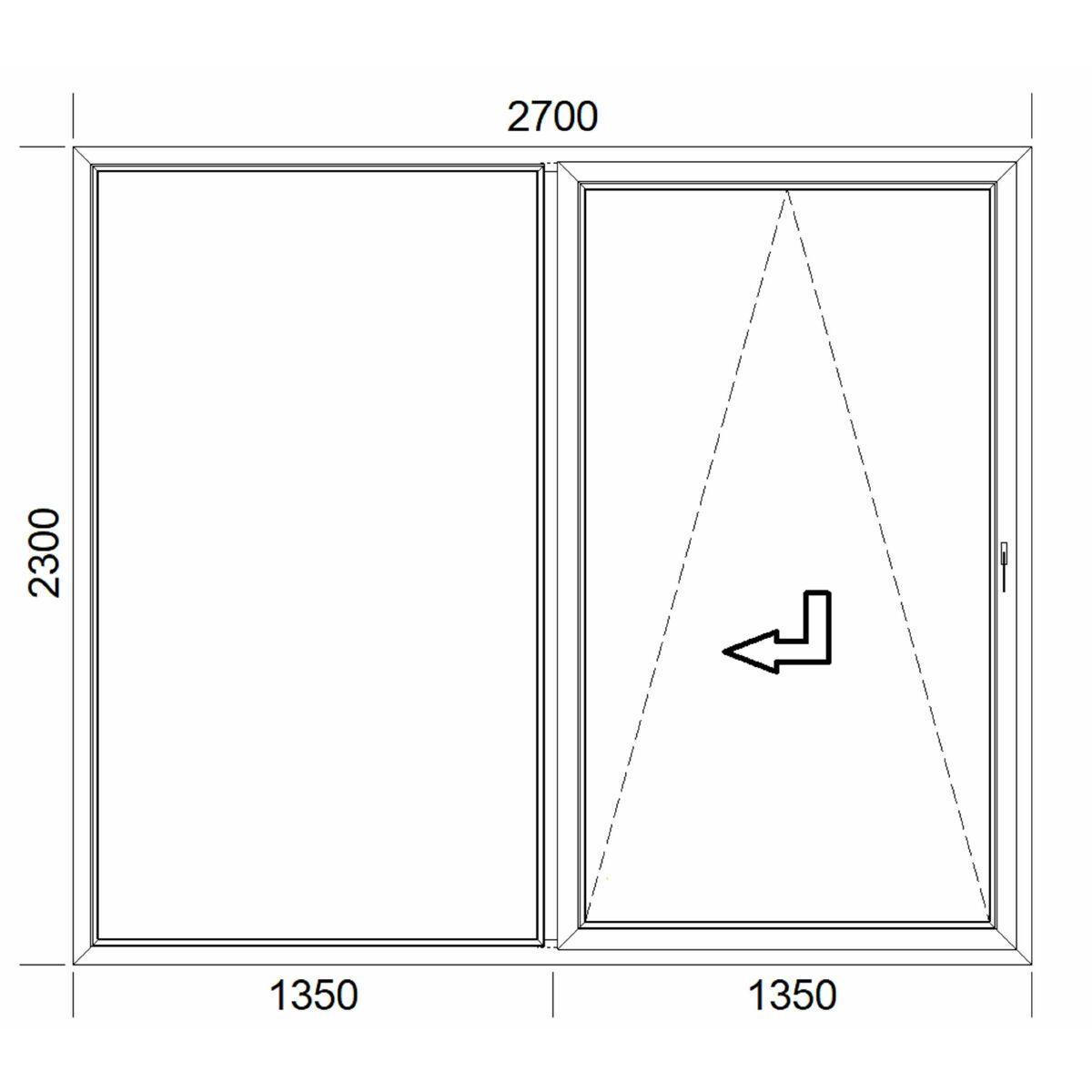 Okno PCV 3-szybowe tarasowe PSK białe 270x230 przesuwne w lewo
