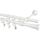 karnisz TULUZA 240 cm podwójny biały 16 mm metalowy
