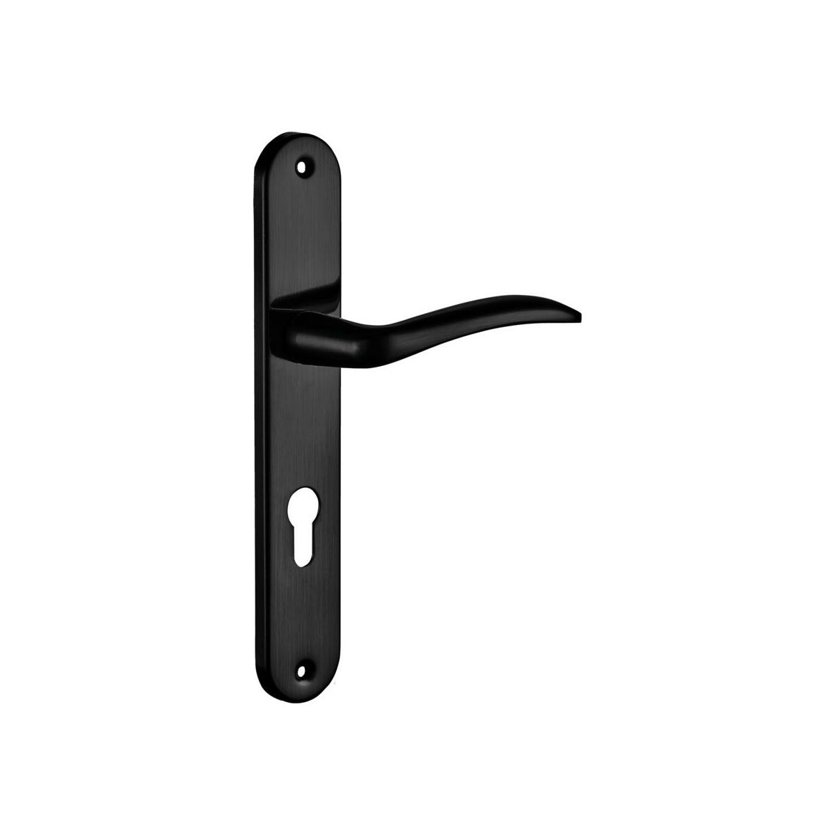 Klamka drzwiowa z długim szyldem do wkładki Mila czarna