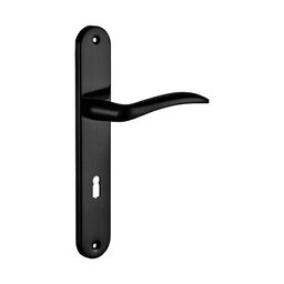 Klamka drzwiowa z długim szyldem pod klucz Mila czarna