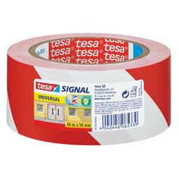 Taśma sygnalizacyjna 50 mm x 66 m czerwono-biała Tesa