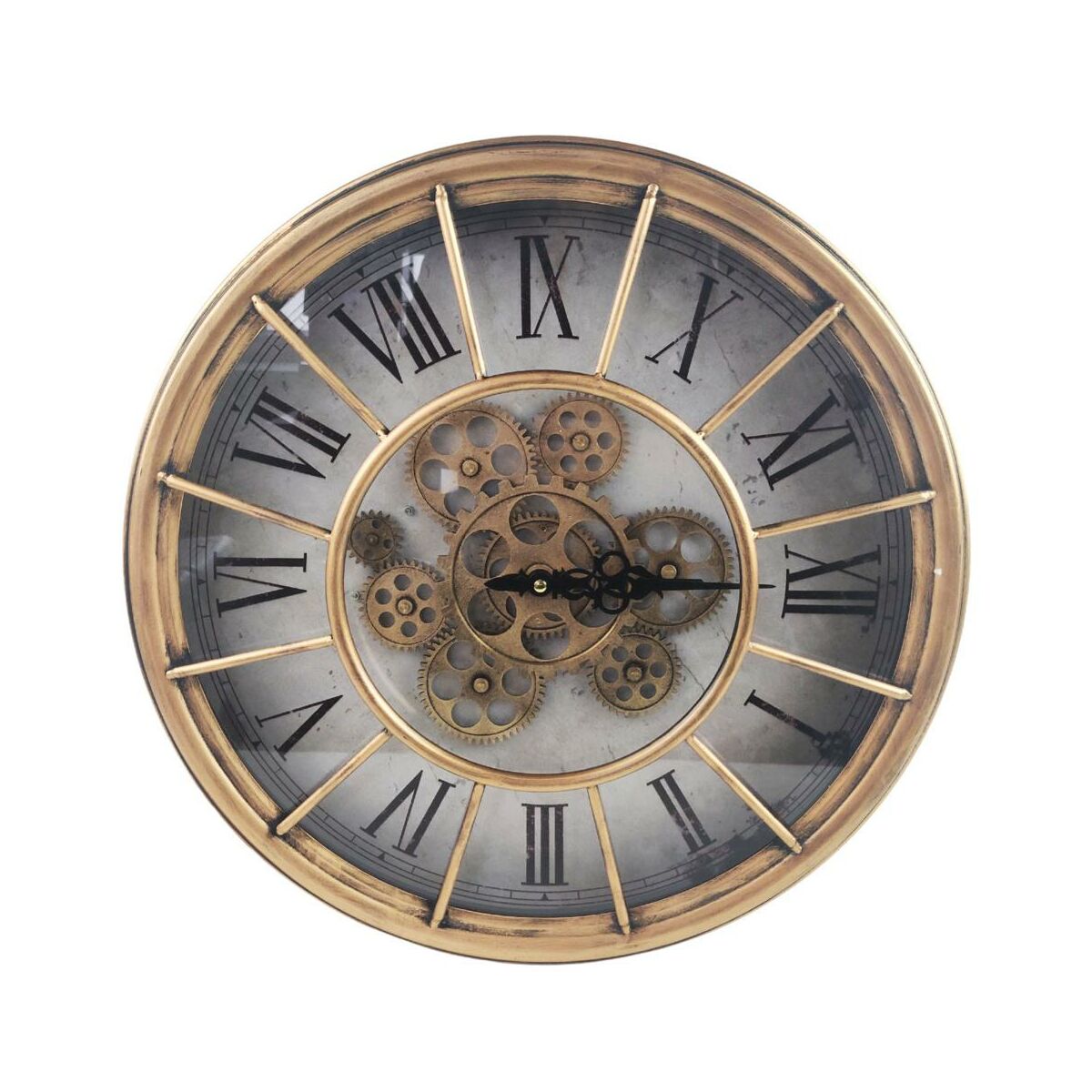 Zegar ścienny metalowy śr. 46 cm miedziany