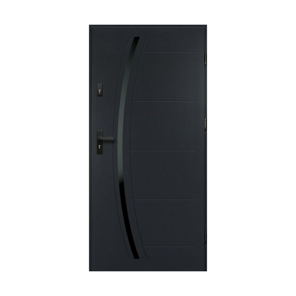 Drzwi zewnętrzne stalowe wejściowe Helios czarno-antracytowe 80 prawe OK Doors Trendline