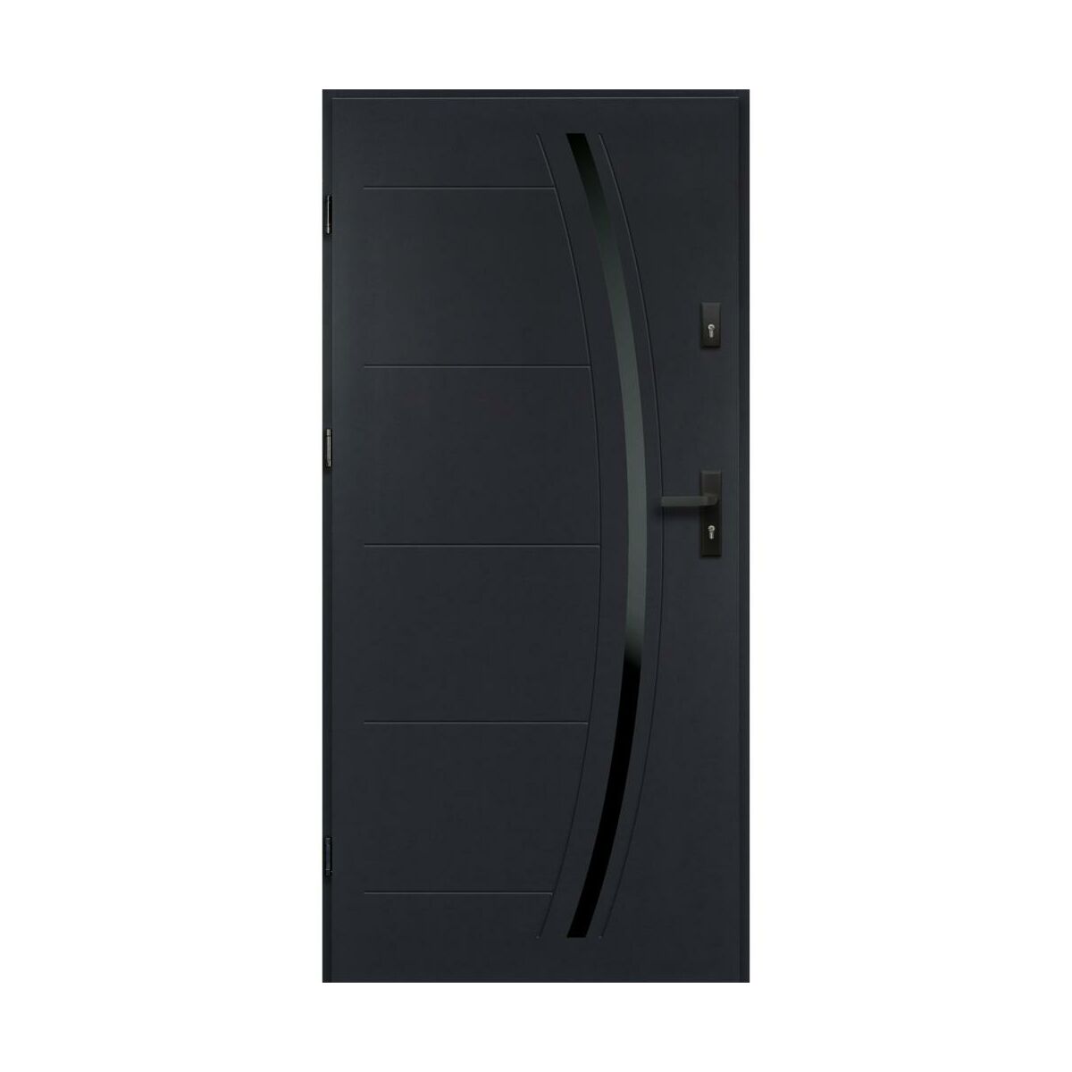 Drzwi zewnętrzne stalowe wejściowe Helios czarno-antracytowe 80 lewe OK Doors Trendline