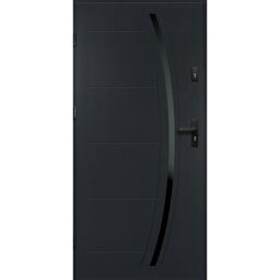 Drzwi zewnętrzne stalowe wejściowe Helios czarno-antracytowe 80 lewe OK Doors Trendline