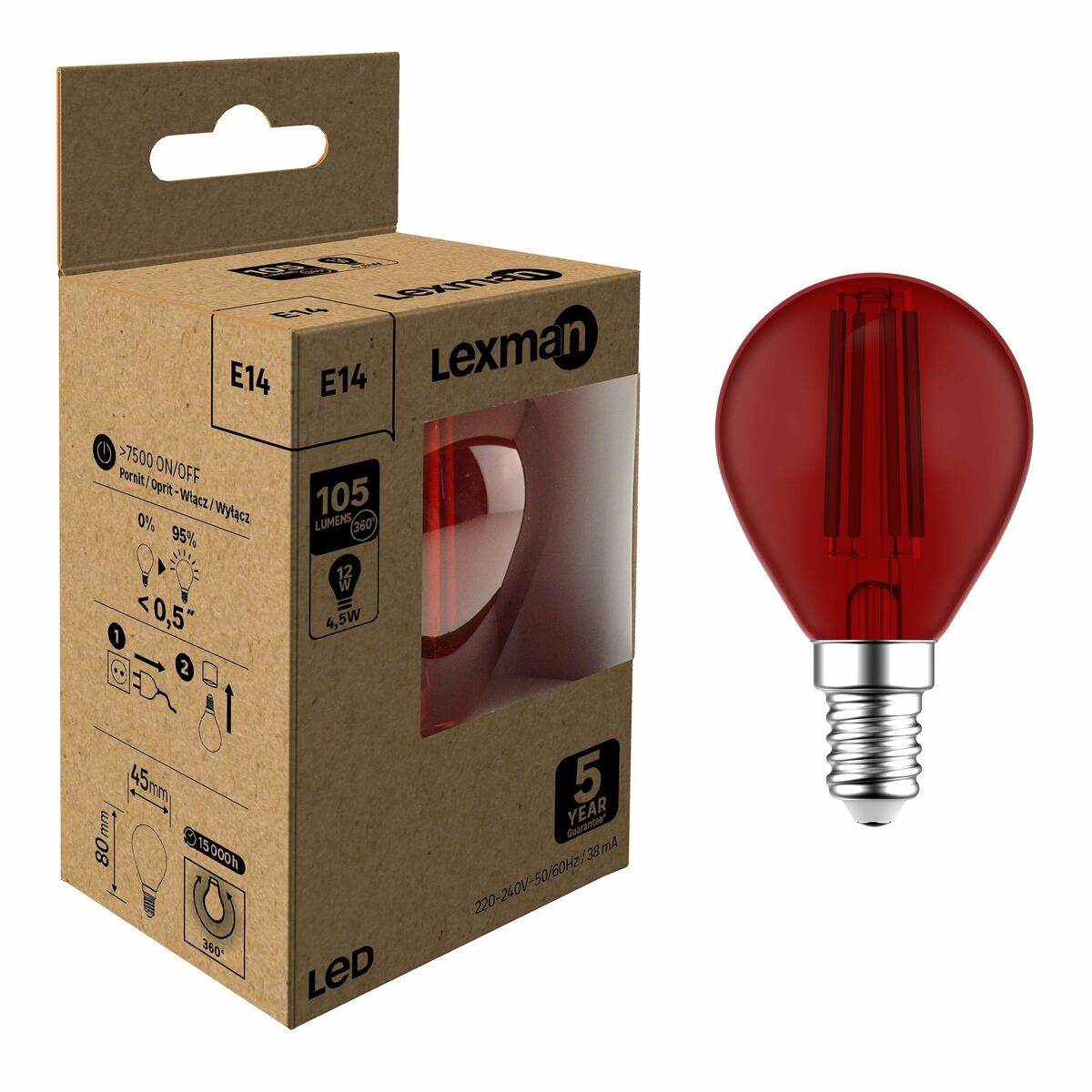 Żarówka dekoracyjna LED E14 4,5 W = 12 W 105 lm Lexman