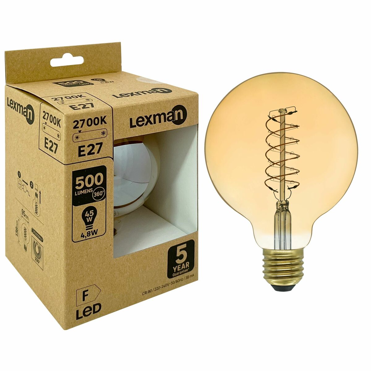 Żarówka dekoracyjna LED E27 4,8 W = 45 W 500 lm Lexman