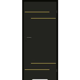 Drzwi wewnętrzne łazienkowe z podcięciem wentylacyjnym Signum 90 prawe czarny mat i złote aplikacje Voster