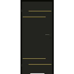 Drzwi wewnętrzne łazienkowe z podcięciem wentylacyjnym Signum 90 lewe czarny mat i złote aplikacje Voster