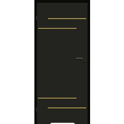 Drzwi wewnętrzne łazienkowe z podcięciem wentylacyjnym Signum 70 lewe czarny mat i złote aplikacje Voster