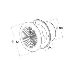 Kratka wentylacyjna OKRĄGŁA 100 mm biała EQUATION