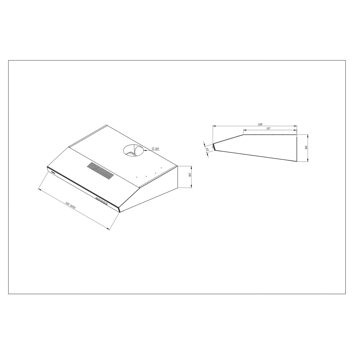 Okap podszafkowy WK-7 K-Glass 50 cm Akpo
