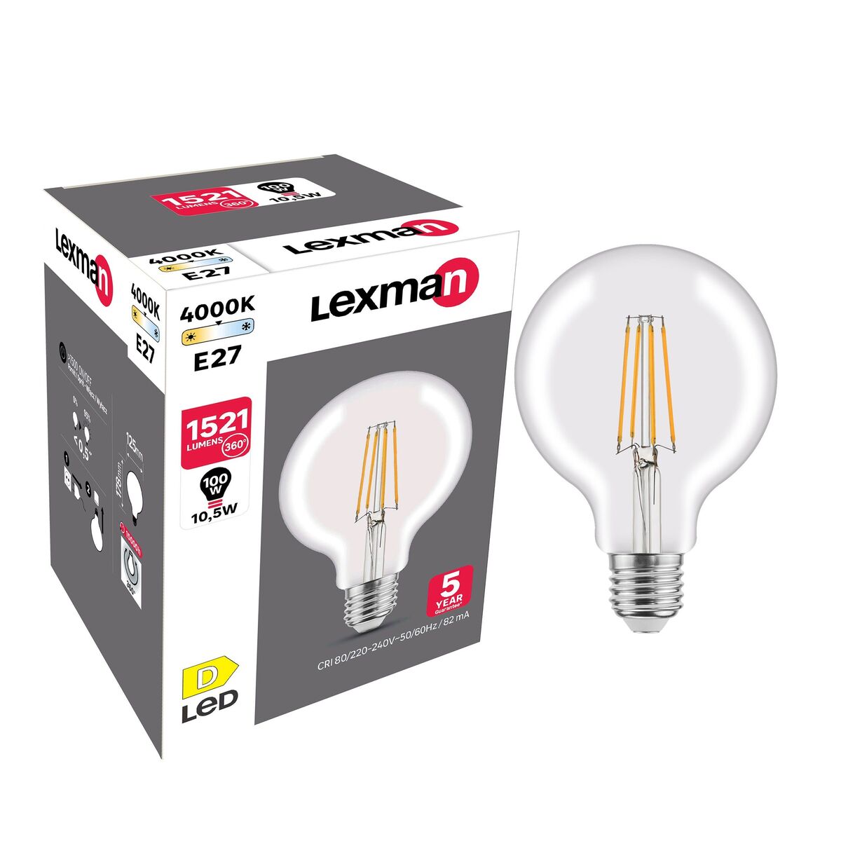 Żarówka LED E27 10,5 W = 100 W 1521 lm Neutralna biel Lexman
