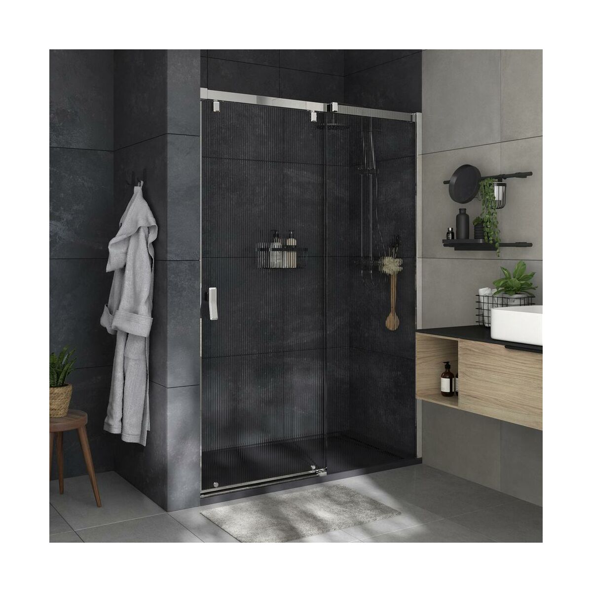 Drzwi prysznicowe przesuwne Neo Struktura 140 X 200 Sensea