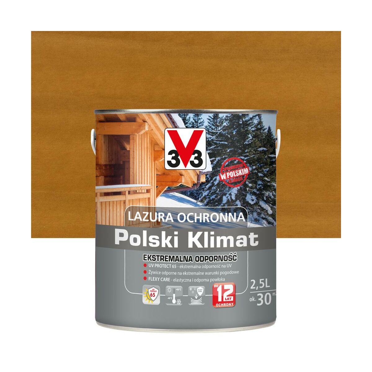 Lazura do drewna Polski Klimat Ekstremalna odporność 2.5 l Sosna skandynawska V33