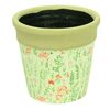 Osłonka ceramiczna 17.5 cm zielona KWIATY