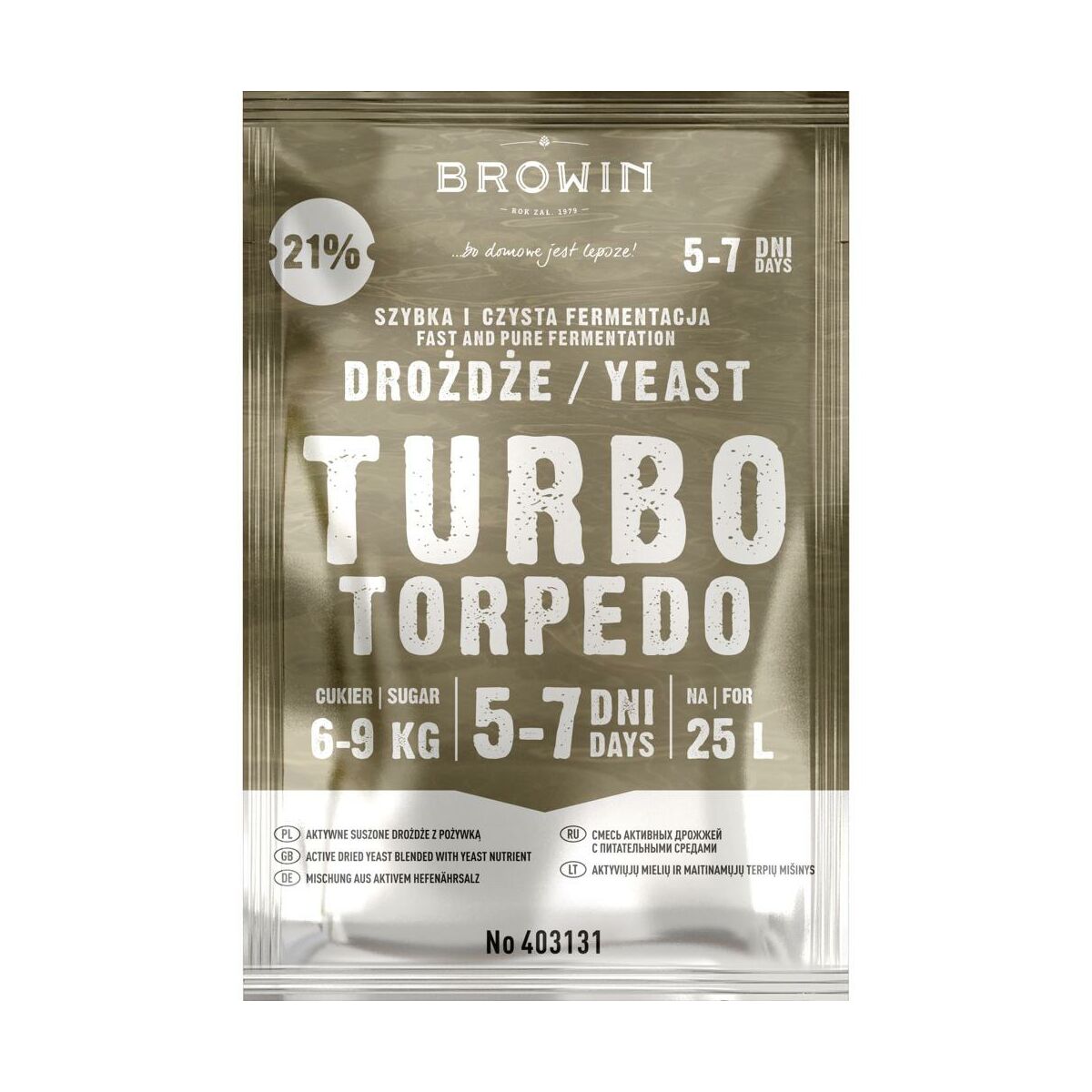 Drożdże gorzelnicze 100g Browin Turbo Torpedo