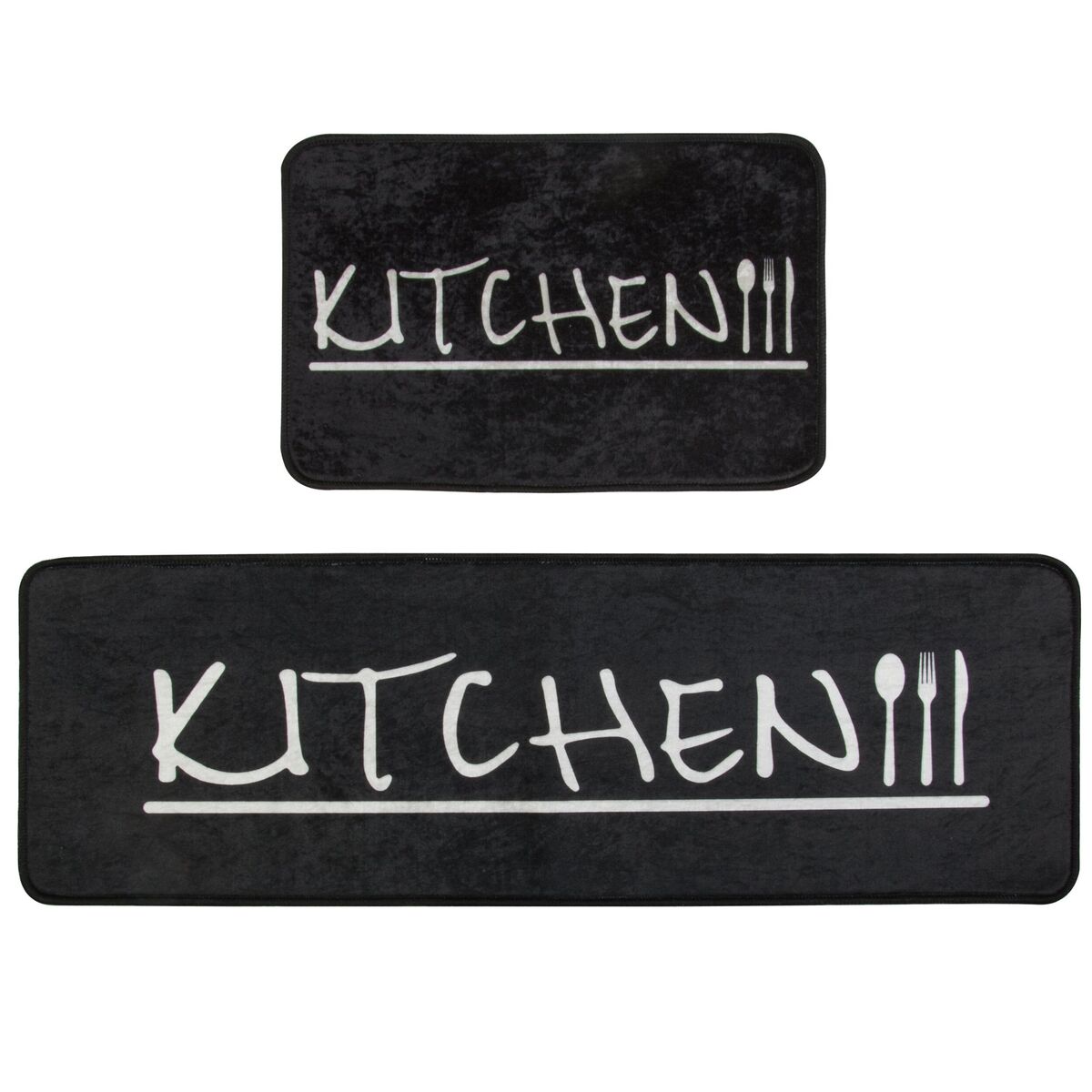 Komplet dywanów kuchennych Kitchen czarny 40 x 120 i 40 x 60 cm