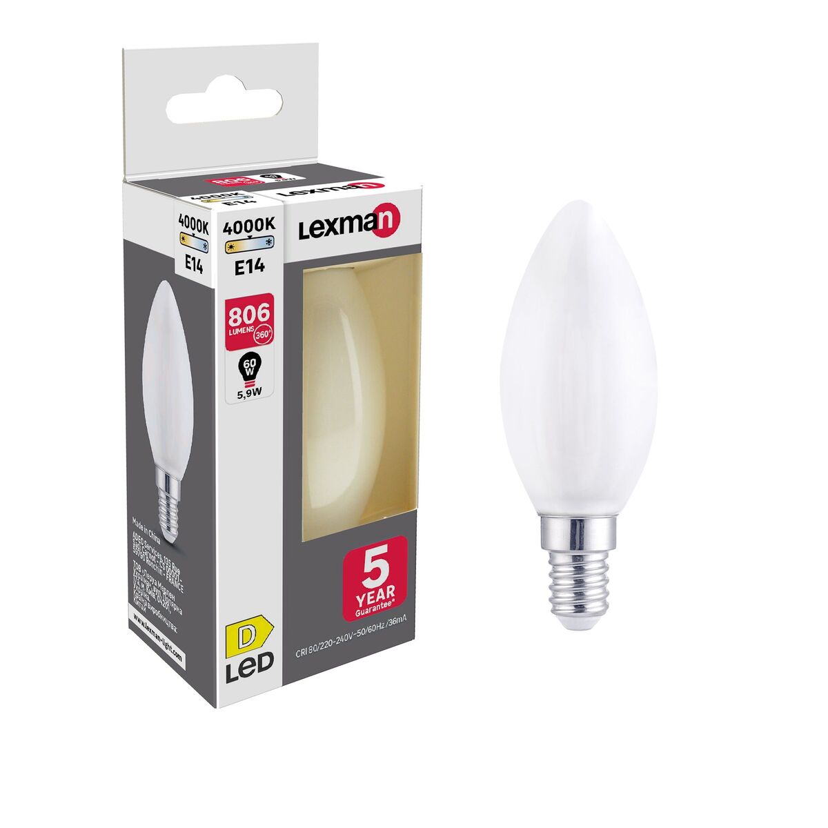 Żarówka LED E14 3,4 W= 40 W 470 lm Ciepła biel Lexman