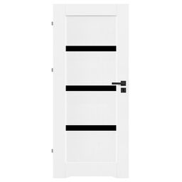Drzwi wewnętrzne łazienkowe z podcięciem wentylacyjnym Tres Białe czarna szyba 70 lewe Nawadoor