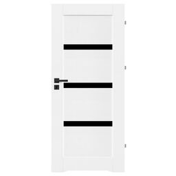 Drzwi wewnętrzne łazienkowe z podcięciem wentylacyjnym Tres Białe czarna szyba 70 prawe Nawadoor