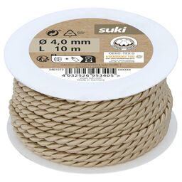 Sznurek 4 mm x 10 m pleciony beżowy Suki