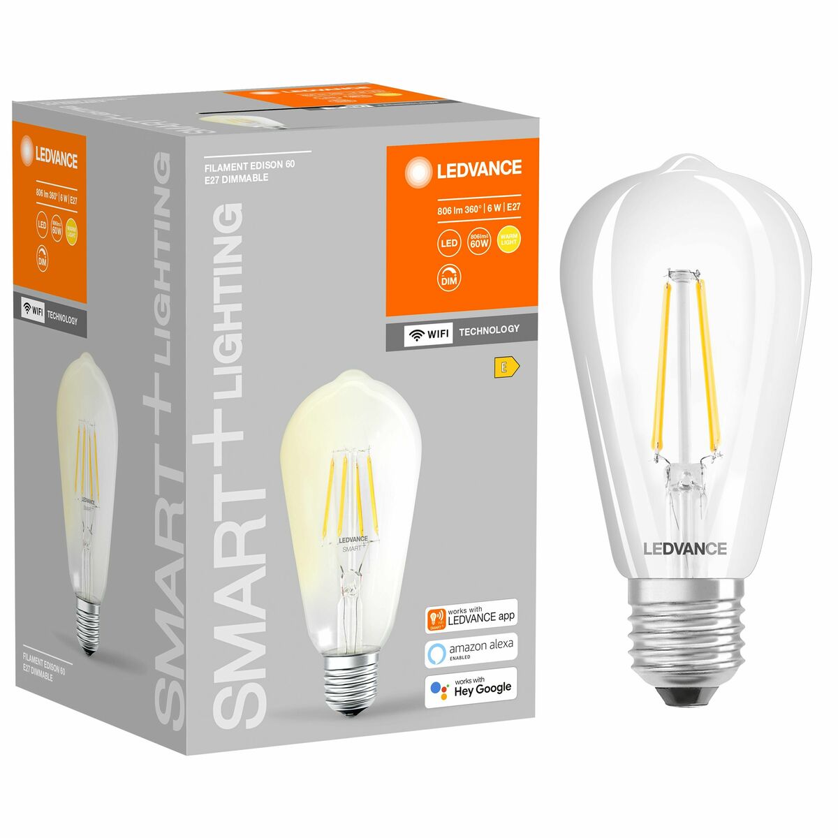 Żarówka Smart LED E27 6 W = 60 W 806 lm Ciepła biel DIM Ledvance