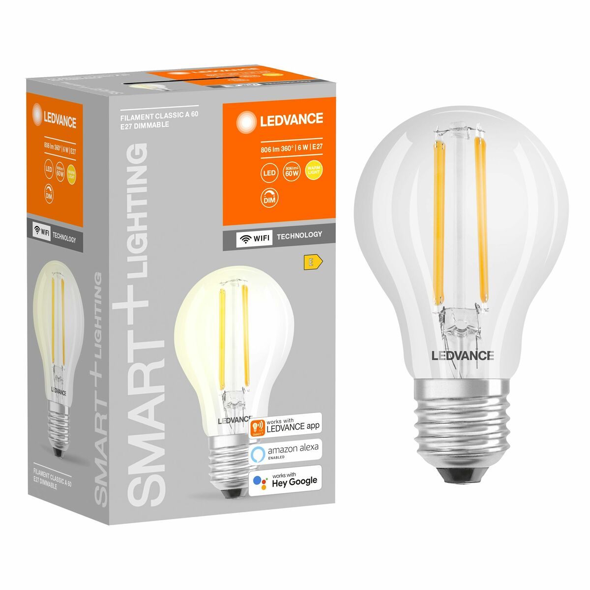 Żarówka Smart LED E27 6 W = 60 W 806 lm Ciepła biel DIM Ledvance