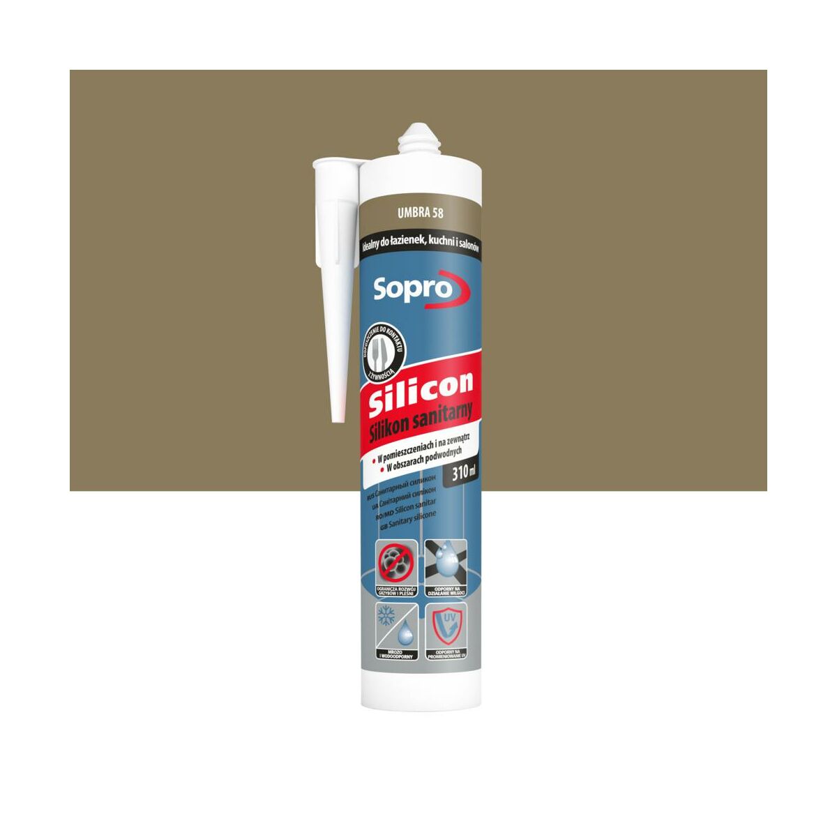 Silikon sanitarny  310 ml Ciemny beżowy 58 Sopro