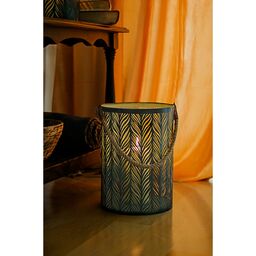 Lampion indyjski na świeczkę Modern wys. 35 cm metalowy zielony
