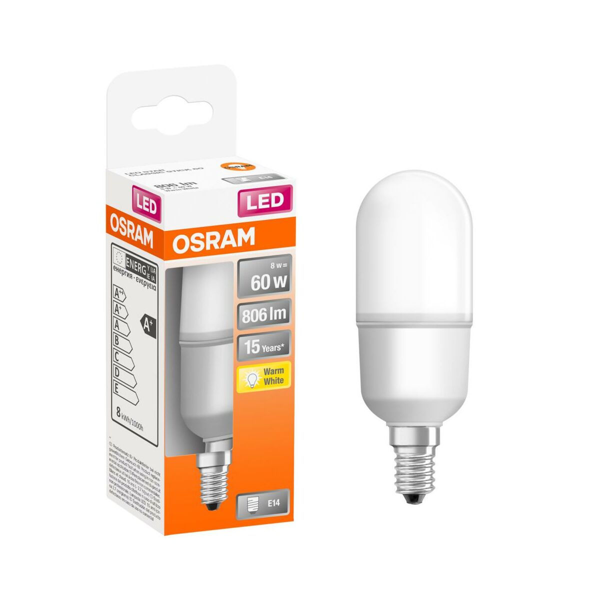 Żarówka LED E14 8 W = 60 W 806 lm Ciepła biel Osram