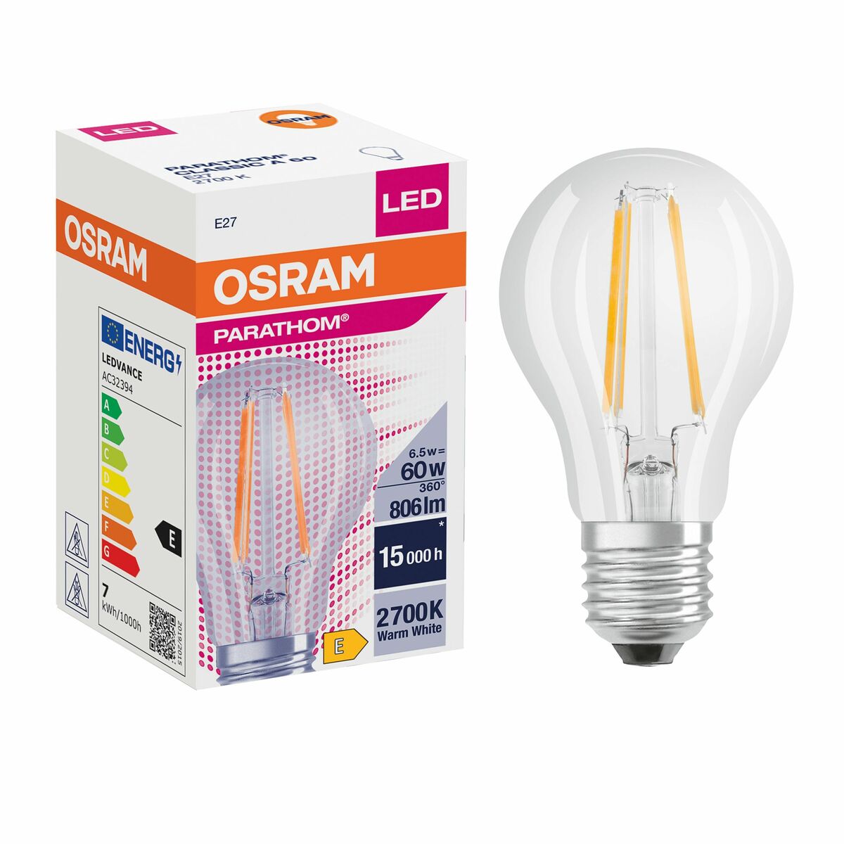 Żarówka LED E27 (230 V) 7 W 806 lm Ciepła biel OSRAM
