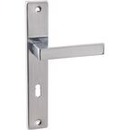 Klamka drzwiowa z długim szyldem na klucz Qubik Chrom Satyna
