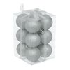 Bombki plastikowe 8 cm 12 szt. srebrne brokatowe