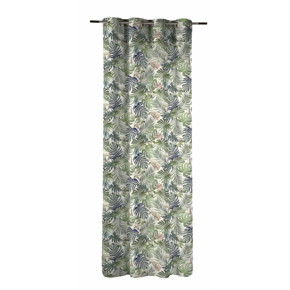 Zasłona bawełniana w liście Anea zielona 140 x 270 cm na przelotkach Inspire