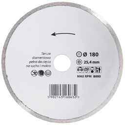 Tarcza diamentowa 180 x 25.4 mm CIĄGŁA