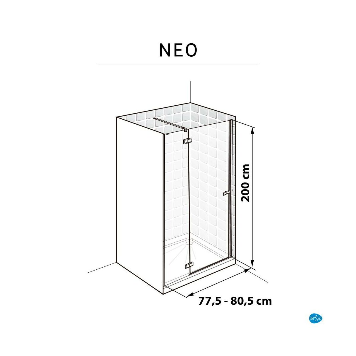 Drzwi prysznicowe uchylne Neo Struktura 80 X 200 Sensea