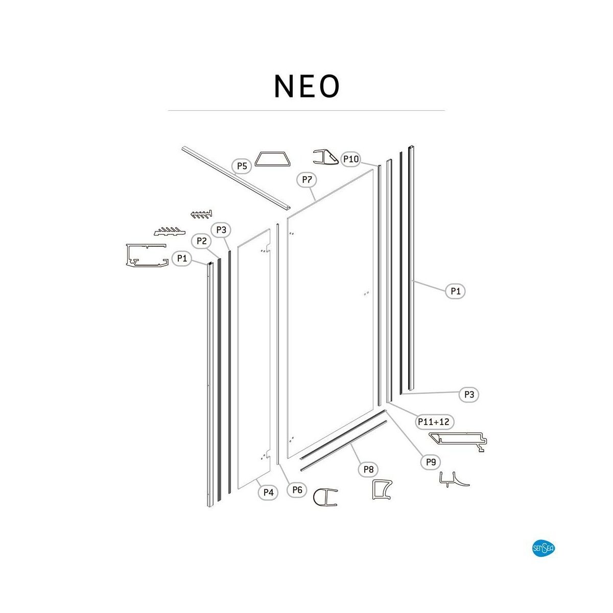 Drzwi prysznicowe uchylne Neo Struktura 80 X 200 Sensea