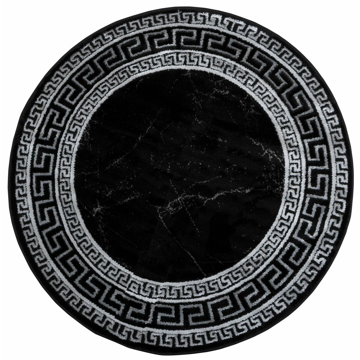 Dywan okrągły Palace Marmur Ornament czarno-srebrny śr. 120 cm