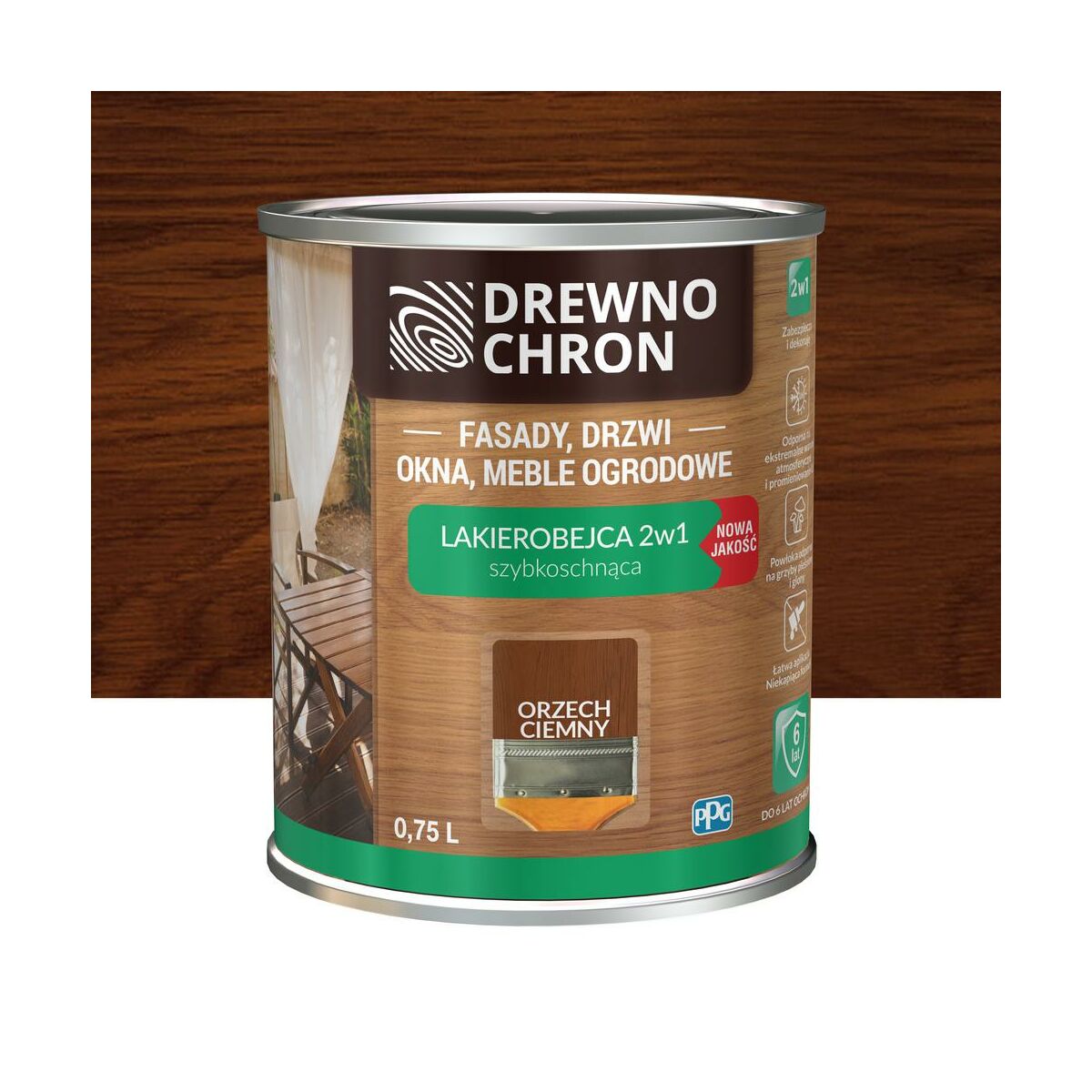 Lakierobejca Ochronno-dekoracyjna 0.75 l Orzech Drewnochron