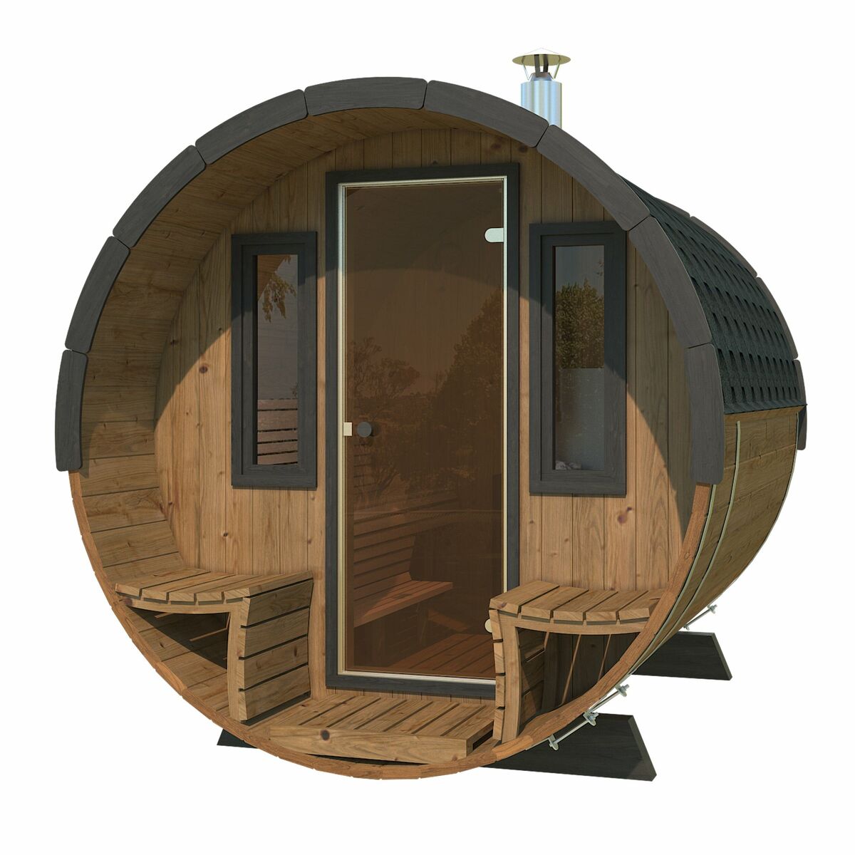 Sauna ogrodowa Barrel 210x235 cm Ecosauna